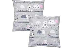 TupTam Federa per Cuscino per Bambini con Motivi Decorativi Set di 2, Orso Rosa, 40 x 60 cm