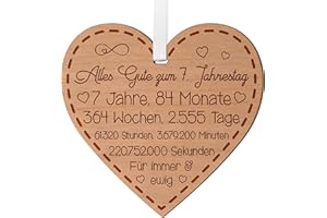 BLAZING EAGLE DESIGNS 7th Anniversary Gifts for Couples 7th Wedding Anniversary Gifts for Him and Her Anniversary Gift for Husband 7 Years Anniversary Wooden Heart Hanging Engraved Memory for Wife