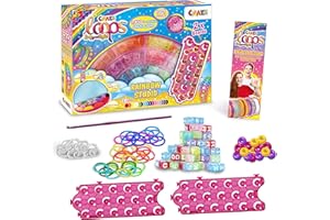 CRAZE LOOPS Rainbow Studio | Loom Bänder XXL Set mit 1300+ Gummibänder und viel Zubehör - Kinder Bastelset - Halsketten, Ringe und Armbänder selber machen