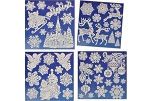 ‎ALLES-MEINE.DE GMBH alles-meine.de GmbH 4 Bögen: Fensterbilder Weihnachten - mit Glitzer - Weihnachtsmann/Schneemann/Weihnachtskugeln/Rentier/Schneeflocken - Sticker Fenstersticker Aufkleber..