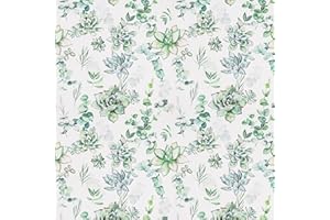 ICYEHAO Tapeta ścienna zielona i biała, 44 x 500 cm tapeta sukulenty tapety zielone liście tapeta na meble, salon, łazienka, salon, sypialnia, kuchnia, salon
