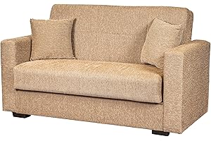 Arredo Stock Divano letto 2 posti tessuto beige, 160x83x73 cm