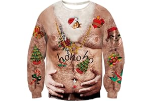 RAISEVERN Mens Christmas Jumper Ugly Sweatshirts Xmas Womens Funny Cotton Teen Boys Ladies Couples Jumpers Family Party, S-XXL