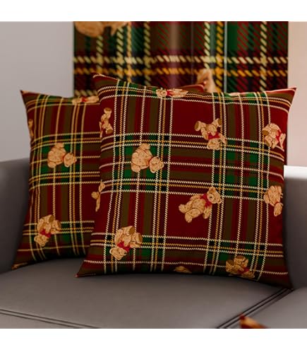 Lot De 4 Housses De Coussin Décoratives à Carreaux écossais De