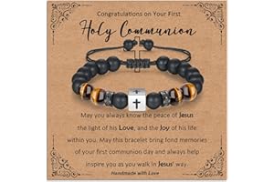 Toplstud First Holy Communion Confirmation Gifts for Boys, Cross Bracelets Christian Gifts for Men, Valentine's Easter Christmas Birthday Present for Son Grandson Godson
