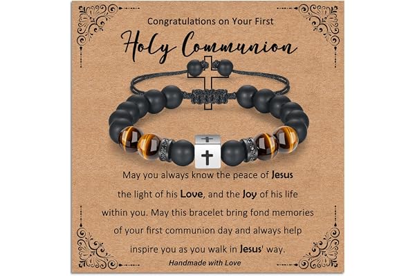 Toplstud Cadeau de première communion, de confirmation pour garçons, bracelets en croix, cadeaux chrétiens pour homme, Saint-Valentin, Pâques, Noël, anniversaire, pour fils, petit-fils, filleul