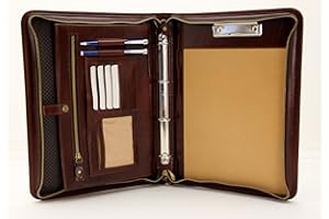 NODA Konferenzmappe, A4, italienisches Leder, Ringbuch, Klemmbrett mit Griff braun