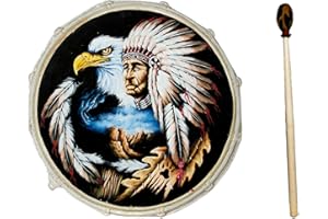 CIFFRE 30cm Grosse Schamanentrommel Adler mit Indianer Rahmentrommel Bodhran Drum