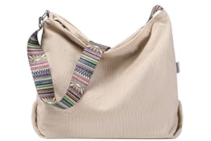 Makukke Sac à main pour femme - Sac à bandoulière en velours côtelé - Sac à bandoulière décontracté - Pour l'école, le bureau, le travail, les voyages, les excursions