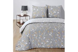 Vision - Zestaw dwustronnej pościeli Freya - Zestaw poszewek na kołdrę 260 x 240 cm z 2 poszewkami na poduszki na łóżko King size dla 2 osób - 100% bawełna