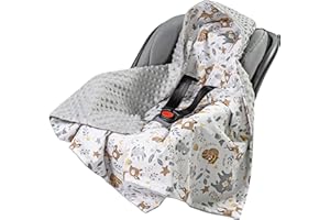 Medi Partners Coperta neonato ovetto Sacco per Passeggino - 100% Cotone universale Blanket 85x85cm fodera protettiva Morbida e Accogliente Passeggini Marsupio (Cervo con grigio Minky)