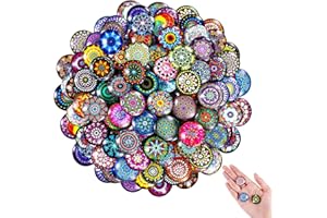 Domkan 100 Stück 25mm Muggelsteine Bunt Kinder, Gemischte Farbe Glassteine, Glas Cabochons mit Kleberückseite, Glassteine Deko für DIY, Handwerkliche, Anhänger, Schmuckherstellung, Heimdekoration