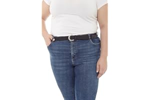 mabel intima - Cinturón de Mujer Elástico de Talla Grande | Cinto Trenzado, Remates en Cuero/Piel y Hebilla Plateada | Sin Agujeros | Tallas 50 a 70 | Ajustable y Cómodo