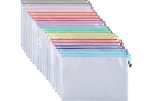 30 Pack Dokumententasche A4, Ipow Reißverschlussbeutel Mesh Taschen Set Zipper Beutel für Datei, Papier, Dokumente, Kosmetika und Reiseutensilien