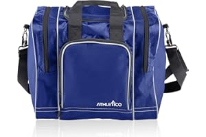Athletico Bowling Bag for Single Ball - Single Ball Tote Bag with Padded Ball Holder - Fits a Single Pair of Bowling Shoes Up to Mens Size 14