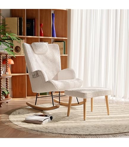 FHE - Fauteuils à Bascule - Chaise à Bascule Jaune Moutarde Tissu