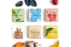 GUM ON A MISSION True Gum Mixed Flavours Chewing Gum (6-pack) - Plastic Free Xylitol Gum - Biodegradable Vegan Xylitol Chewing Gum - Plastic & Sugar Free Natural Chewing Gum with Plantbased Ingredients