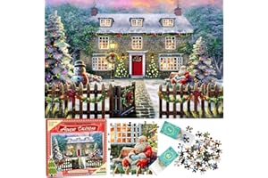 BESTBASE Advent Calendar Jigsaw Puzzle 2025 Christmas Puzzle 1008 Pieces, Christmas Cottage Jigsaw Countdown Calendar, 24 Days Puzzles Gifts for Adults and Kids, Home Decoration