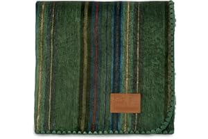 QISU Alpaca Wool Blanket | Large, Beautiful, Warm, Colorful | 85" x 65" | Ultra Soft, Hypoallergenic and Breathable | Non Itchy or Scratchy Fabric (Green Varies)