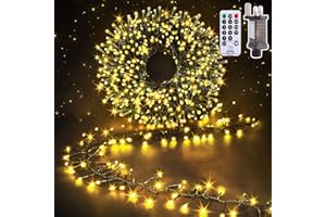 Nextronix Outdoor Cluster Christmas Lights: 9m 600LEDs Christmas Tree Lights Mains Powered with 8 Modes/Remote, Xmas String Lights for Bedroom/Garden/Outside/Window/Party Halloween Decorations