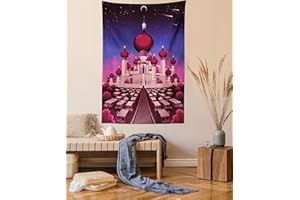 ABAKUHAUS Fantaisie Tapisserie, Château de Nuit, Insalissable, 150 x 110 cm, Indigo Magenta Rose