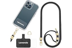 Lawonda Universal Handykette geeignet für alle Smartphones, Kette zum Umhängen um Hals & Handgelenk, Handyband mit jeder Hülle kombinierbar mit 2er Ersatz Einlage (mitternachts schwarz)