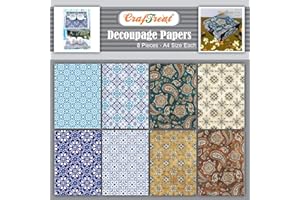 CrafTreat Decoupage A4 Paper - Moroccan and Purely Paisley (8pcs) - Beautiful Textured Thin Papers for Decoupage, Mixed Media, Art and Craft Projects