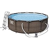 Bestway Piscine Hors Sol Power Steel Effet Rotin Diametre 4 X 122 Cm Filtre A Cartouche Skimatic Bache Echelle Amazon Fr Jardin