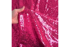 SHINYBEAUTY Tessuto da tappezzeria in tessuto con paillettes Tessuto da fodera in Tessuto con paillettes Tessuto elasticizzato con paillettes Tessuto per abiti al metro (92 cm, Fucsia)