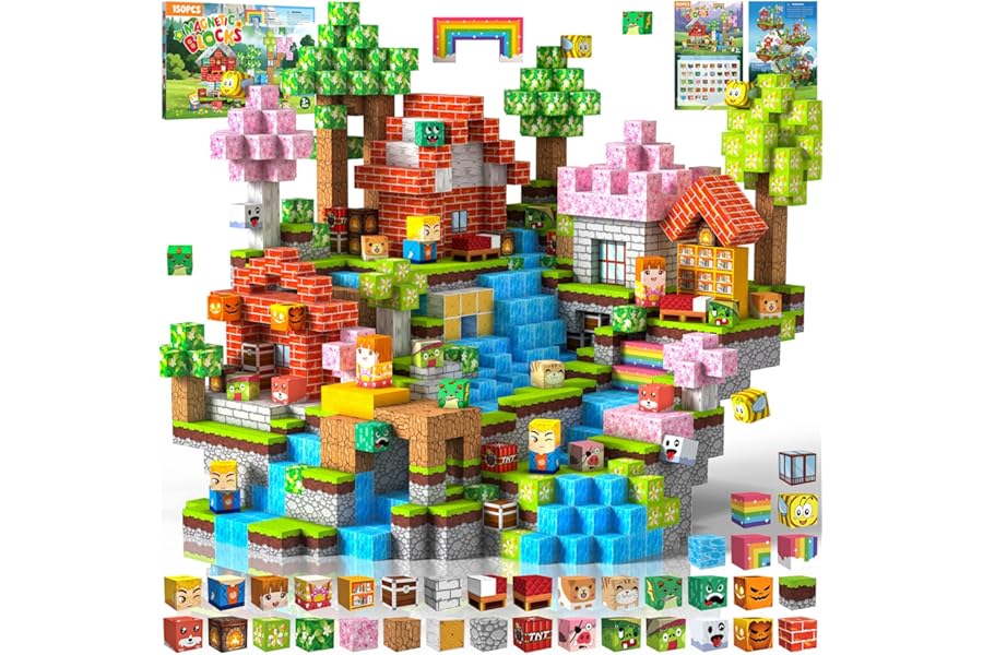 Costruzioni Magnetiche per Bambini 150 PCS 2CM , Blocchi Magnetic Building Blocks Giocattoli Montessori a Partire da 3 4 5 6 7 8 9 10 11 12 Anni Regali di Compleanno per Ragazzi