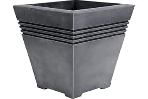 WARD Strata Milano Pflanzentopf, quadratisch, Pewter, 33.5 x 33.5 x 33 cm