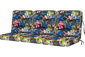 BJIRD Bankauflage für Gartenmöbel, Gartenbank, Polsterauflage für Hollywoodschaukel, Auflagen für Gartenschaukelkissen, Sitzkissen, Stuhlauflage, Indoor/Outdoor - Bunte Bläter - 180 cm (3 x 60 cm)