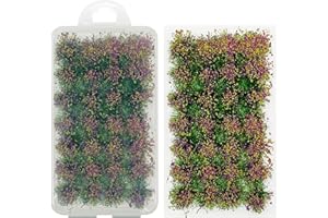 Cayway 28 PCS Flower Cluster Model, Static Grass Model Flower Vegetation Groups Grass Tufts Set for DIY Miniature Train Landscape Terrain Railway Scenery Decorations (Purple)