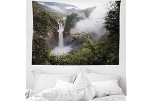 ABAKUHAUS Naturaleza Tapiz de Pared y Cubrecama Suave, Cascadas de San Rafael, Material Resistente, 150 x 110 cm, Gris Verde