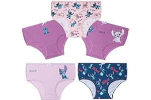 Disney Stitch Mutandine Bambina, Comodo Slip Cotone per Ragazza - Pacco da 5