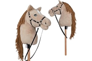 Pink Papaya Hobby Horse, avec Un Licol et Une Bride, Cheval à bâton pour Le Hobby Horsing, Cheval à Monter pour Enfants.