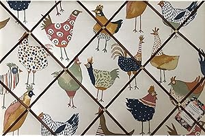 Rosey Rose Medium 40x30cm Prestigious Harriet Hens Chickens Farmyard Hand Crafted Fabric Notice/Pin/Memo Board