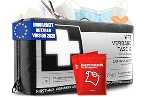 HELDENWERK Apteczka samochodowa zgodna z normą 2025, w zestawie chusteczki do sztucznego oddychania– apteczka pierwszej pomocy może być używana w całej Europie, DIN 13164:2022