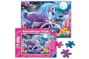 Ravensburger - Puzzle Enfant - Puzzle 100 pièces XXL - Licorne scintillante (Collection Paillettes) - À partir de 6 ans - Puzzle de qualité supérieure - Carton épais et résistant - Fantastique - 12980