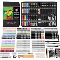 HIFORNY Kit De Dessin Et Esquisse 136 Pièces - Fournitures Artistiques Complètes Avec Carnet Et Livre