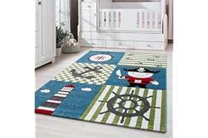 CARPETSALE24 Tappeti per bambini, colore multicolore, disegno pirata, 111324, tappeto rettangolare, Tappeti camera dei bambini, 200 x 290 cm