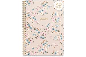 Burde Agenda 2024 Fleur A5 Vertical | 11 décembre 2023-5 janvier 2025 | Format A5 21x15cm | Agenda Semainier 2024 | Agenda 2024 journalier