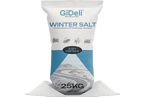 GiDeli Strösalt 25 kg - tösalt mot is och snö | Effektiv snöröjning, för trappor, uppfarter och gångvägar, vinterunderhåll