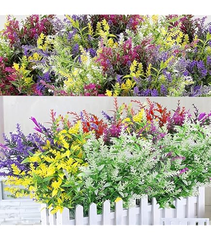 16 Bündel Künstliche Blumen Outdoor - 4 Farben Mix Für Garten & Balkon