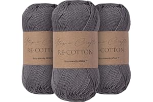 Utopia Crafts Re-Cotton - Ovillo de lana para tejer (3 unidades, 100 g), color gris