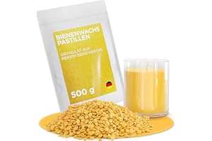 ‎MOLINORC molinoRC 500g Bienenwachs Pastillen [100% natürlich ohne Zusatz Anderer Wachse] - Premium Qualität für Kerzen, Kosmetik, Lederpflege, Möbelpflege und Herstellung Bienenwachstücher - Beeswax