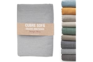 JARAPA HOME MADE WITH LOVE Colcha cama y colcha multiusos para sofás, colchas blancas de rayas. Plaid multiusos, cubre sofá, resistente y de calidad, hecho en España.Colchas cama 150 modernas,135,90 (240 x 280 cm, Gris Oscuro)