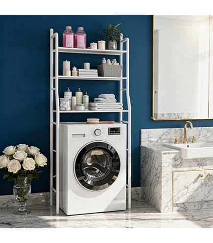 Étagère Buanderie 3 Niveaux Pour Machine à Laver Et Sèche-linge - Rangement Détergents, Organisateur Blanc | Gain De Place
