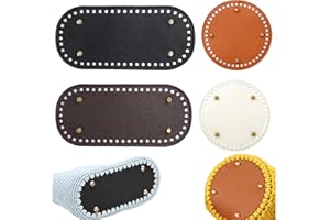 Roosea 4 Pcs Crochet Bag Bases Crochet Bag Bottom Base PU Leather Bag Bottoms for Crochet Hand-Woven Bag Base Handbag Bottom Shaper Pad for Bag Making DIY Handbag Supplies Brown Black White