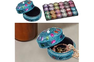 Cepewa Smyckeslåda Orient set om 24 stycken │ aluminium glitter Ø 4,5 cm färgglad │ smyckeskrin färgglad (1 x set om 24 smyckeskrin Ø 4,5 cm)